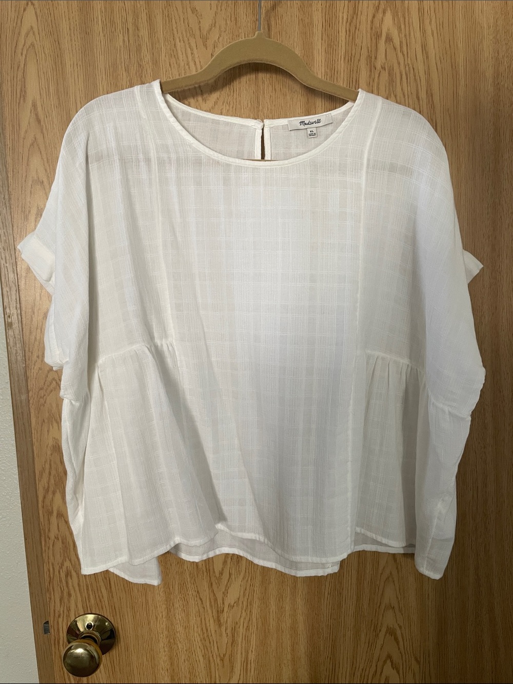 Madewell White Textured Boxy Top